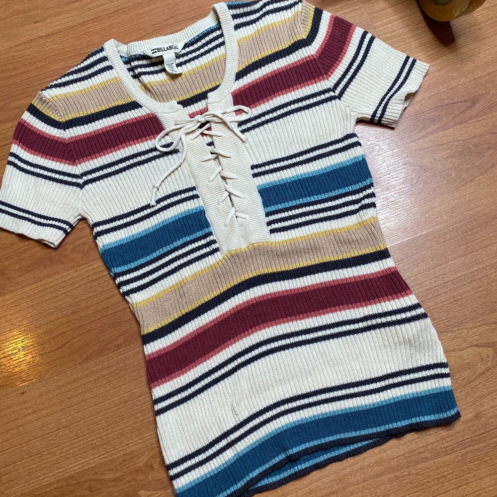 Billabong Ribbed Tee With Laces (Multicolor)